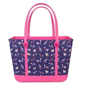 Simply Southern DOG PRINT Beach-Tote Pink/Blue Large